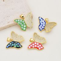 1 Piece Simple Style Butterfly Copper Enamel Pendant Jewelry Accessories main image 1