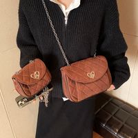 Women's Deerskin Velvet Solid Color Classic Style Sewing Thread Square Lock Clasp Shoulder Bag main image 4