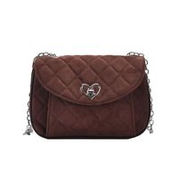 Women's Deerskin Velvet Solid Color Classic Style Sewing Thread Square Lock Clasp Shoulder Bag sku image 8