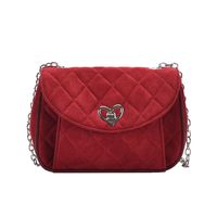 Women's Deerskin Velvet Solid Color Classic Style Sewing Thread Square Lock Clasp Shoulder Bag sku image 10