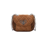 Women's Deerskin Velvet Solid Color Classic Style Sewing Thread Square Lock Clasp Shoulder Bag sku image 1