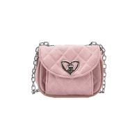 Women's Deerskin Velvet Solid Color Classic Style Sewing Thread Square Lock Clasp Shoulder Bag sku image 4