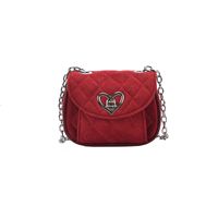 Women's Deerskin Velvet Solid Color Classic Style Sewing Thread Square Lock Clasp Shoulder Bag sku image 5