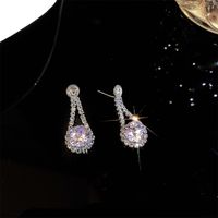 Elegant Luxurious Commute Water Droplets Alloy Copper Inlay Zircon Earrings Necklace main image 5