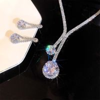 Elegant Luxurious Commute Water Droplets Alloy Copper Inlay Zircon Earrings Necklace main image 2