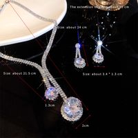 Elegant Luxurious Commute Water Droplets Alloy Copper Inlay Zircon Earrings Necklace sku image 1