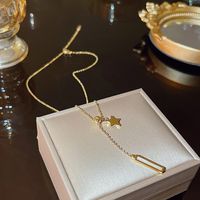 Kupfer Elegant Dame Pentagramm Geometrisch Halskette Mit Anhänger main image 4