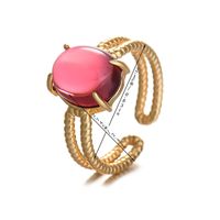 Simple Style Oval Copper Zircon Women's Adjustable Ring main image 2