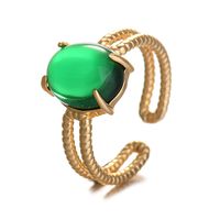 Simple Style Oval Copper Zircon Women's Adjustable Ring sku image 2