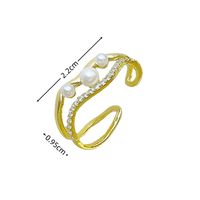 1 Pièce Élégant Géométrique Placage Incruster Le Cuivre Perles Artificielles Zircon Clips D'oreille main image 2