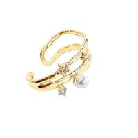 1 Piece Elegant Simple Style Geometric Plating Inlay Copper Artificial Pearls Zircon Ear Cuffs main image 3
