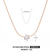 304 Stainless Steel 18K Gold Plated Basic Modern Style Streetwear Plating Inlay Geometric Rhinestones Pendant Necklace sku image 3