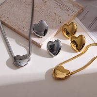 Elegant Einfacher Stil Herzform Rostfreier Stahl Überzug 18 Karat Vergoldet Ohrringe Halskette main image 1