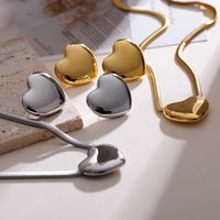 Elegant Simple Style Heart Shape Stainless Steel Plating 18k Gold Plated Earrings Necklace main image 5