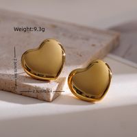 Elegant Simple Style Heart Shape Stainless Steel Plating 18k Gold Plated Earrings Necklace main image 7