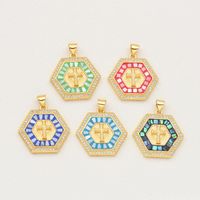 1 Piece Simple Style Cross Copper Enamel Pendant Jewelry Accessories main image 4