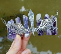Women's Elegant Wings Alloy Gem Handmade Natural Stone Gem Crystal Crown sku image 1