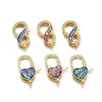 1 Piece Simple Style Infinity Heart Shape Lock Copper Enamel Plating Inlay Lobster Clasp Jewelry Accessories main image 5