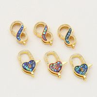 1 Piece Simple Style Infinity Heart Shape Lock Copper Enamel Plating Inlay Lobster Clasp Jewelry Accessories main image 4