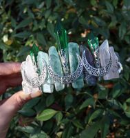 Women's Luxurious Queen Bridal Geometric Sun Moon Alloy Gem Crystal Handmade Hair Band sku image 1