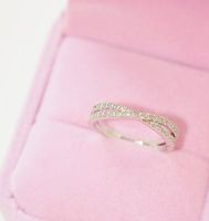 South Korea Micro-inlaid Flashing Diamond Cross 18k Rose Gold Index Finger Ring Tail Ring Jewelry sku image 1