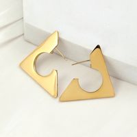 1 Pair Simple Style Triangle Polishing Plating Titanium Steel 18k Gold Plated Ear Studs main image 1
