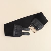 Elegant Solid Color Pu Leather Alloy Elastic Band Women's Woven Belts main image 4