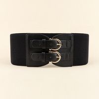 Elegant Solid Color Pu Leather Alloy Elastic Band Women's Woven Belts main image 3