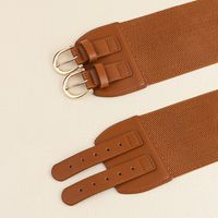 Elegant Solid Color Pu Leather Alloy Elastic Band Women's Woven Belts main image 9