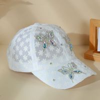 امرأة حلو رسالة فراشة حواف منحنية قبعة البيسبول main image 3