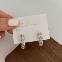1 Pair Elegant Streetwear Geometric Plating Inlay Copper Zircon Earrings sku image 3