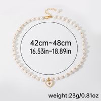 Elegant Romantic Heart Shape Freshwater Pearl Copper Beaded Plating Inlay Shell Zircon 18k Gold Plated Necklace main image 2