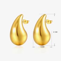 1 Pair Classic Style Water Droplets Plating Stainless Steel Titanium Steel 18k Gold Plated Gold Plated Silver Plated Ear Studs main image 3