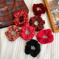Women's Casual Plaid Solid Color Cloth Fabric Flannel Hair Tie main image 5