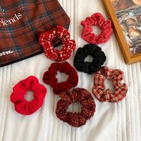 Women's Casual Plaid Solid Color Cloth Fabric Flannel Hair Tie main image 1