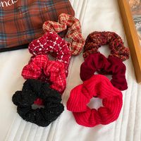 Women's Casual Plaid Solid Color Cloth Fabric Flannel Hair Tie main image 4