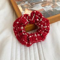 Women's Casual Plaid Solid Color Cloth Fabric Flannel Hair Tie sku image 3
