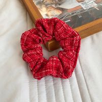 Women's Casual Plaid Solid Color Cloth Fabric Flannel Hair Tie sku image 7