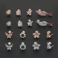 1 Piece Simple Style Geometric Plating Inlay Brass Zircon 18k Gold Plated White Gold Plated Ear Studs main image 3