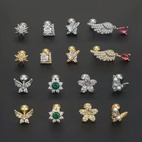 1 Piece Simple Style Geometric Plating Inlay Brass Zircon 18k Gold Plated White Gold Plated Ear Studs main image 4