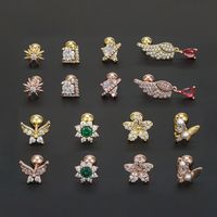 1 Piece Simple Style Geometric Plating Inlay Brass Zircon 18k Gold Plated White Gold Plated Ear Studs main image 5