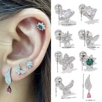 1 Piece Simple Style Geometric Plating Inlay Brass Zircon 18k Gold Plated White Gold Plated Ear Studs main image 2