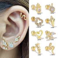 1 Piece Simple Style Geometric Plating Inlay Brass Zircon 18k Gold Plated White Gold Plated Ear Studs main image 1