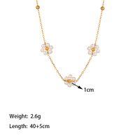 304 Stainless Steel 18K Gold Plated Elegant Simple Style Polishing Plating Inlay Flower Plastic Bracelets Necklace main image 4