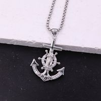 Simple Style Anchor Copper Polishing Plating Inlay Zircon 18k Gold Plated Unisex Pendant Necklace sku image 2