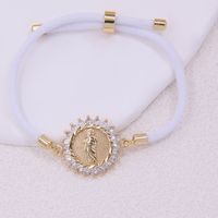 Classic Style Portrait Rope Copper Plating Inlay Zircon 18k Gold Plated Unisex Bracelets main image 5