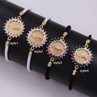 Classic Style Portrait Rope Copper Plating Inlay Zircon 18k Gold Plated Unisex Bracelets main image 3