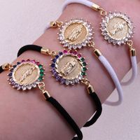 Classic Style Portrait Rope Copper Plating Inlay Zircon 18k Gold Plated Unisex Bracelets main image 4