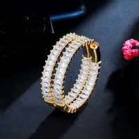 1 Pair Glam Shiny Round Plating Inlay Copper Zircon 14k Gold Plated White Gold Plated Hoop Earrings main image 8