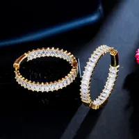 1 Pair Glam Shiny Round Plating Inlay Copper Zircon 14k Gold Plated White Gold Plated Hoop Earrings main image 9